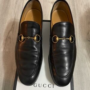 Gucci Black Leather Jordaan Loafers 406994 Dress Shoes Mens UK 11 fits 11.5 US